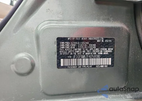 2015 Subaru Impreza Limited from USA, damaged, VIN JF1GPAM67FH259180